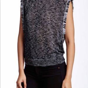 HIATUS Sleeveless Open Mock Sweater Tank B&W